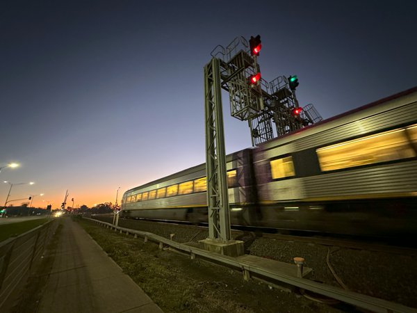 VLine train at Trafalgar, Victoria.
