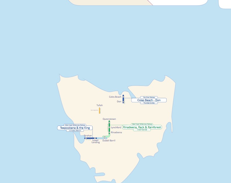 Tasmania Rail Map thumbnail
